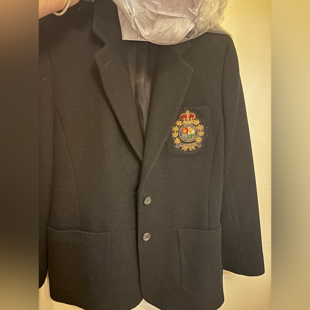 Ralph Lauren Black Jacket with Gold Embroidered Crest